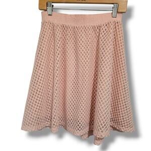 Metro Wear Women’s Dusty Pink Crochet Lace Overlay Skater Dress Petite Small